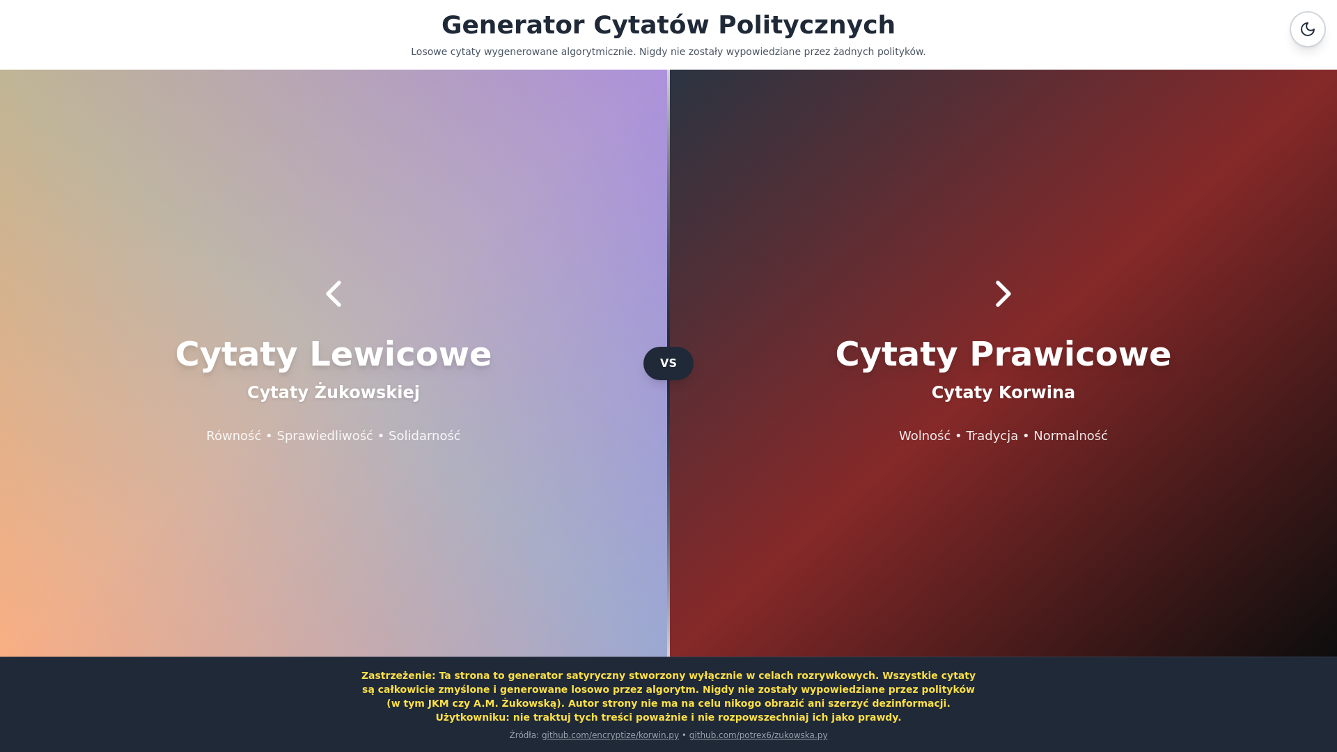 website screenshot of https://cytatypolityczne.pages.dev/