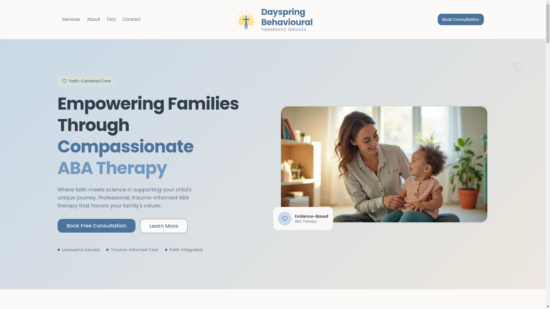 website screenshot of https://dayspringaba.ca/