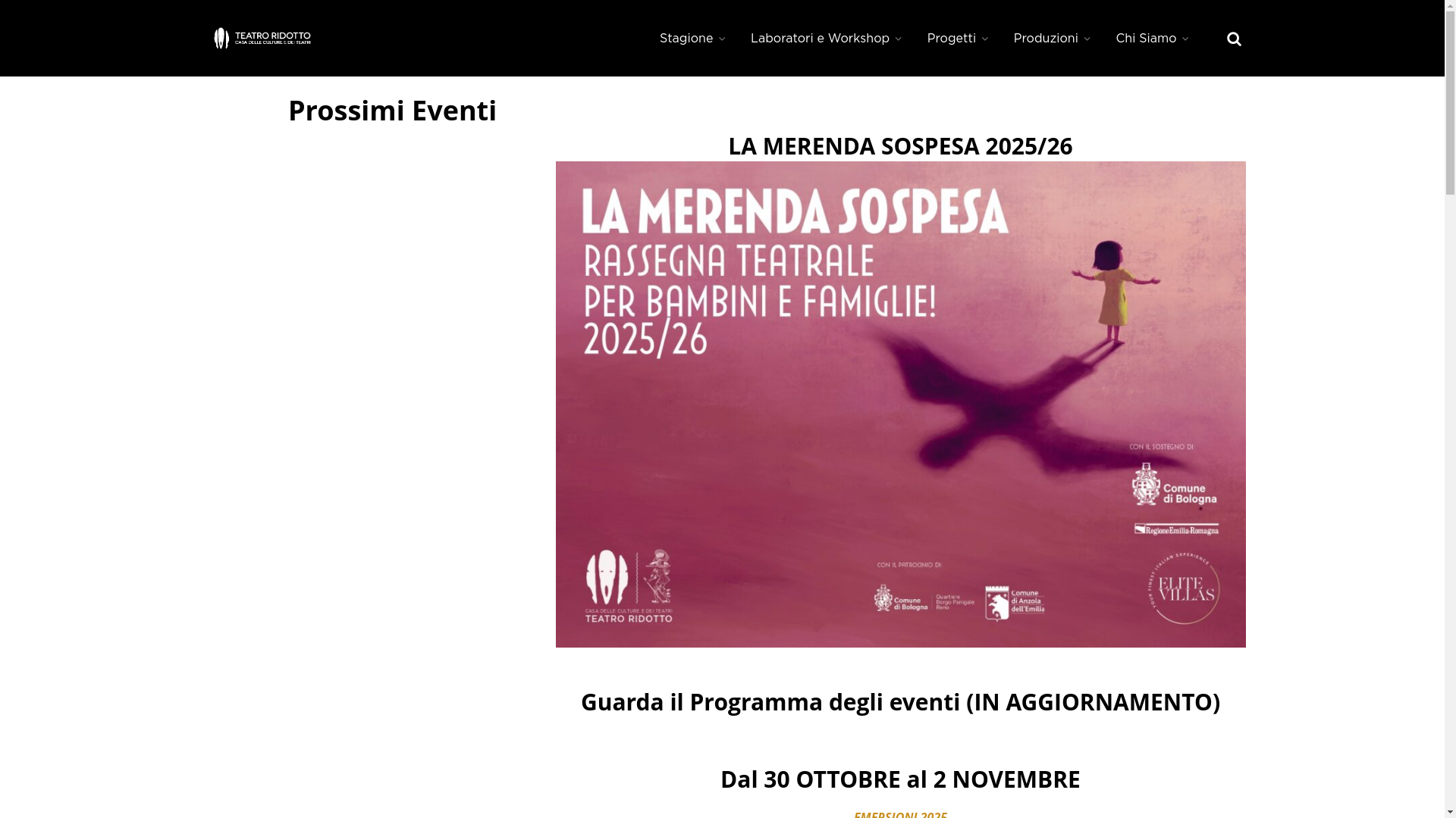 website screenshot of https://www.teatroridotto.it/