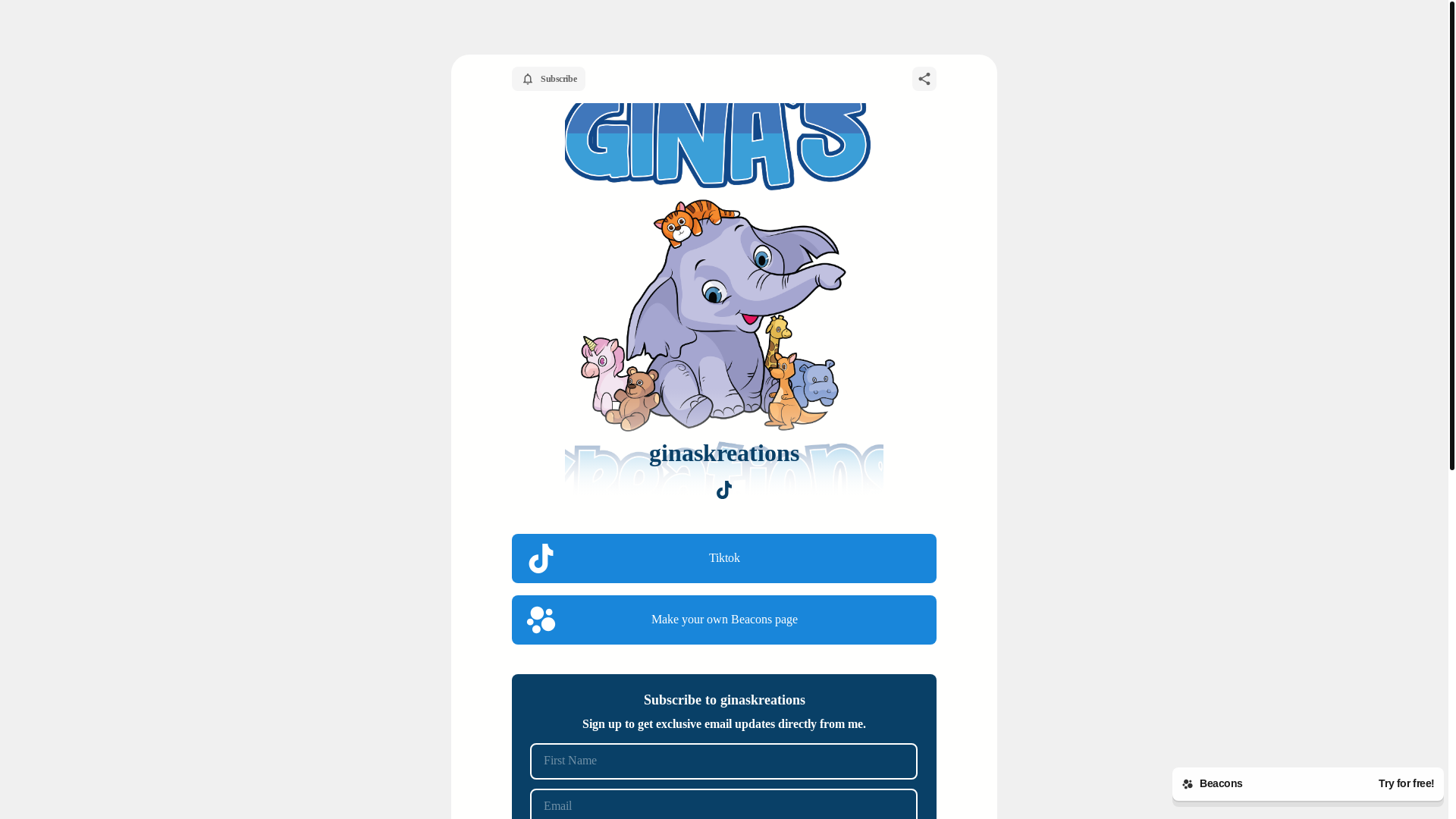 website screenshot of https://ginaskreations.com/