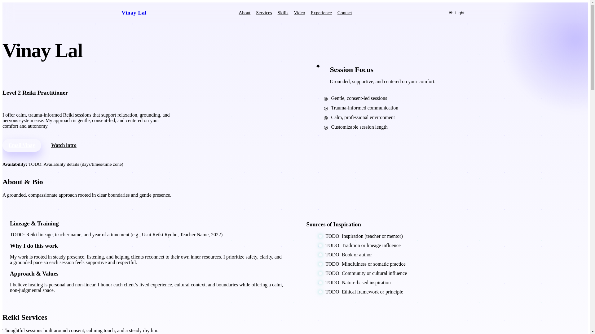 website screenshot of https://vinay-reiki.pages.dev/