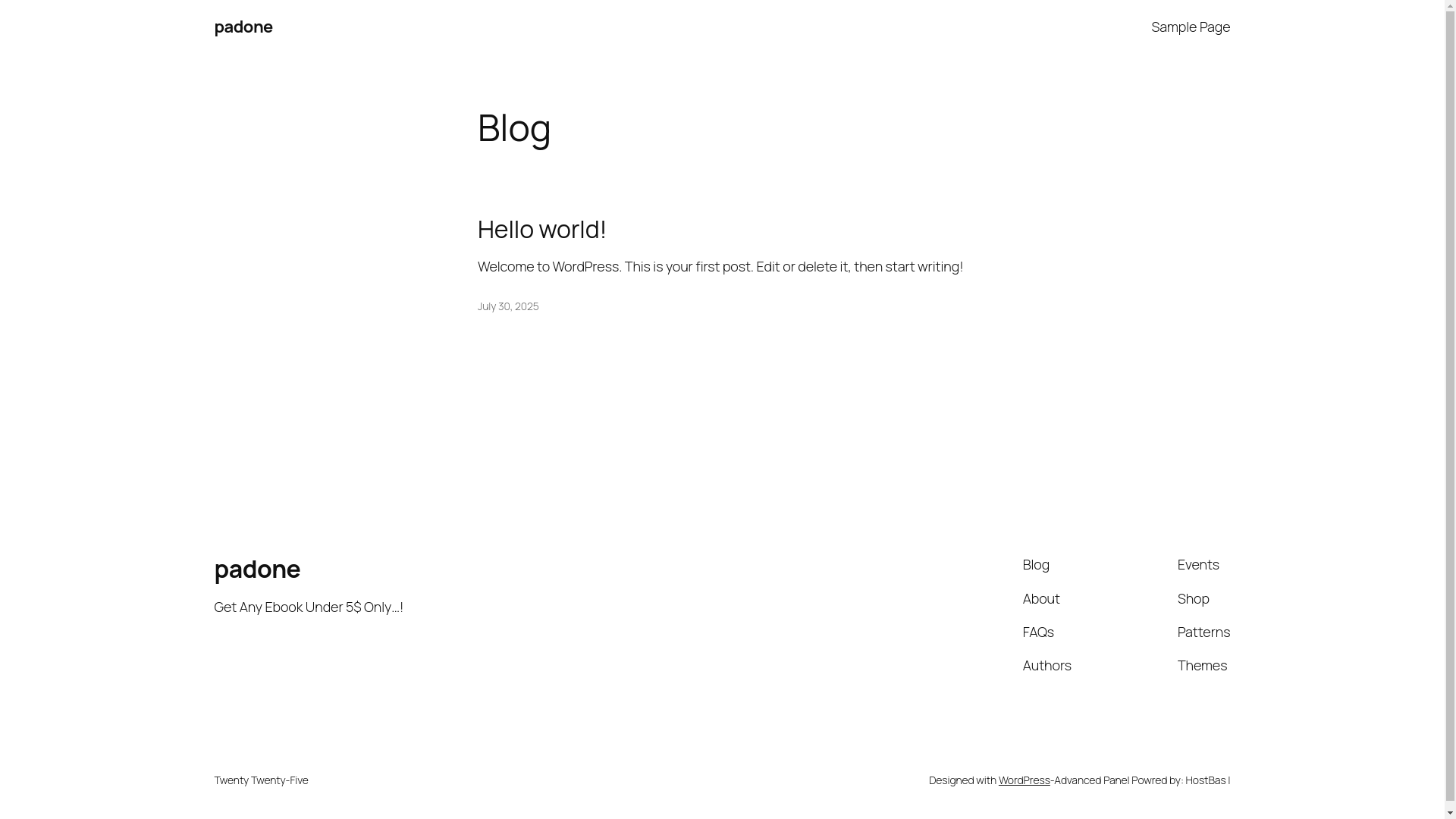 website screenshot of https://padone.store/