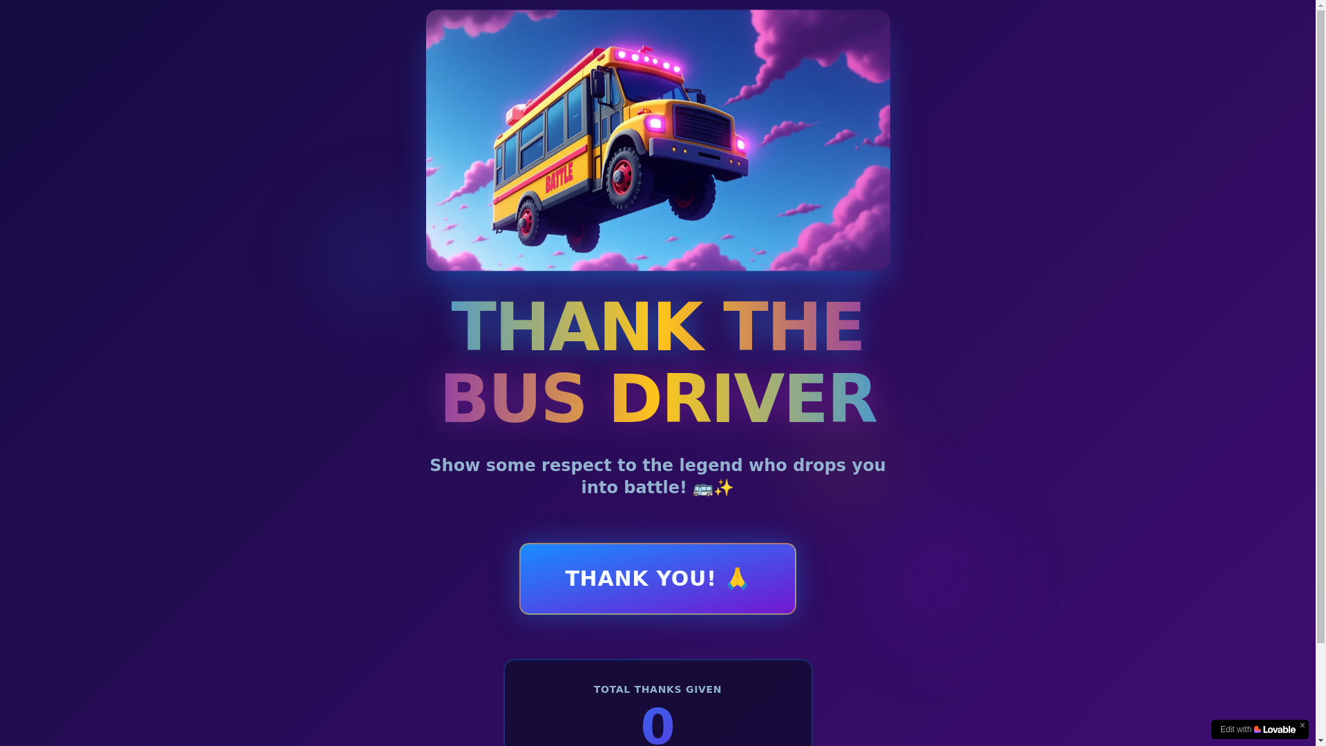 website screenshot of https://thankyoubusdriver.xyz/