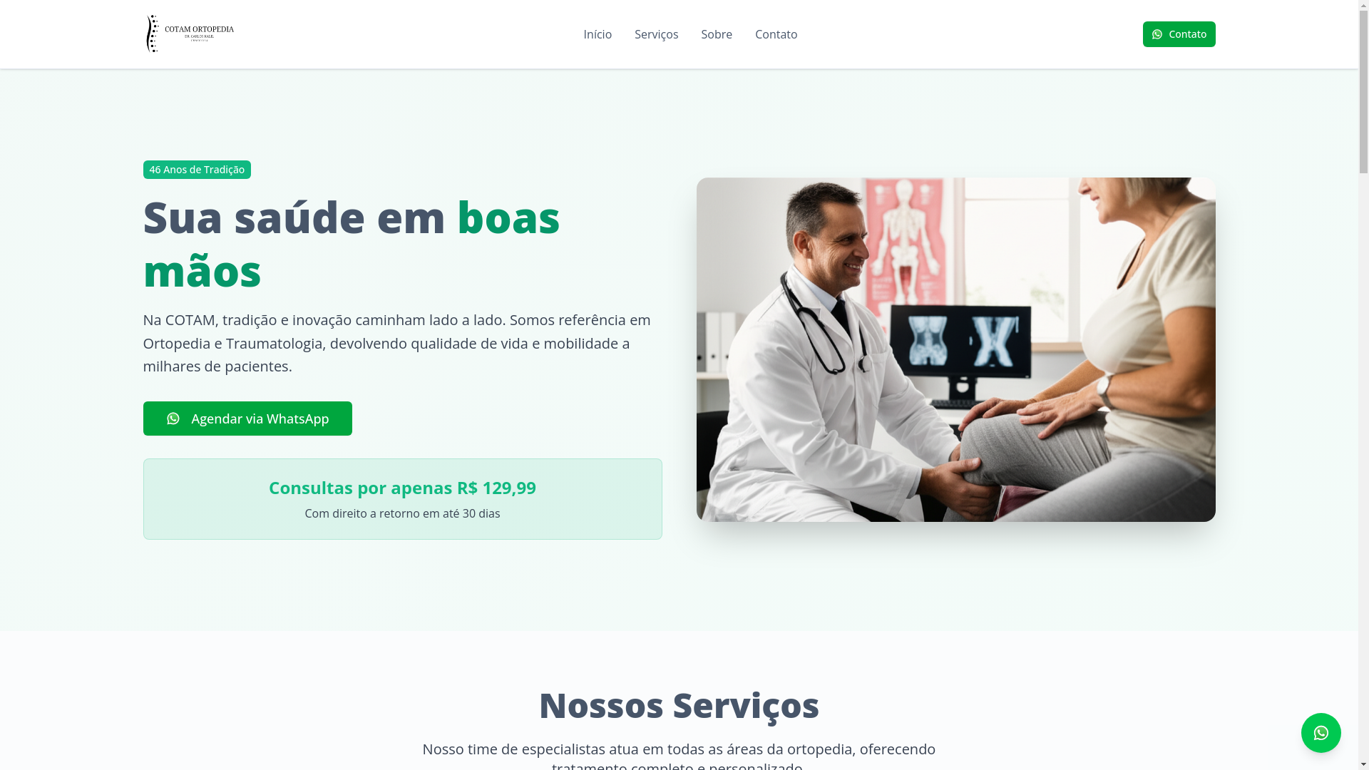 website screenshot of https://cotamortopedia.com.br/