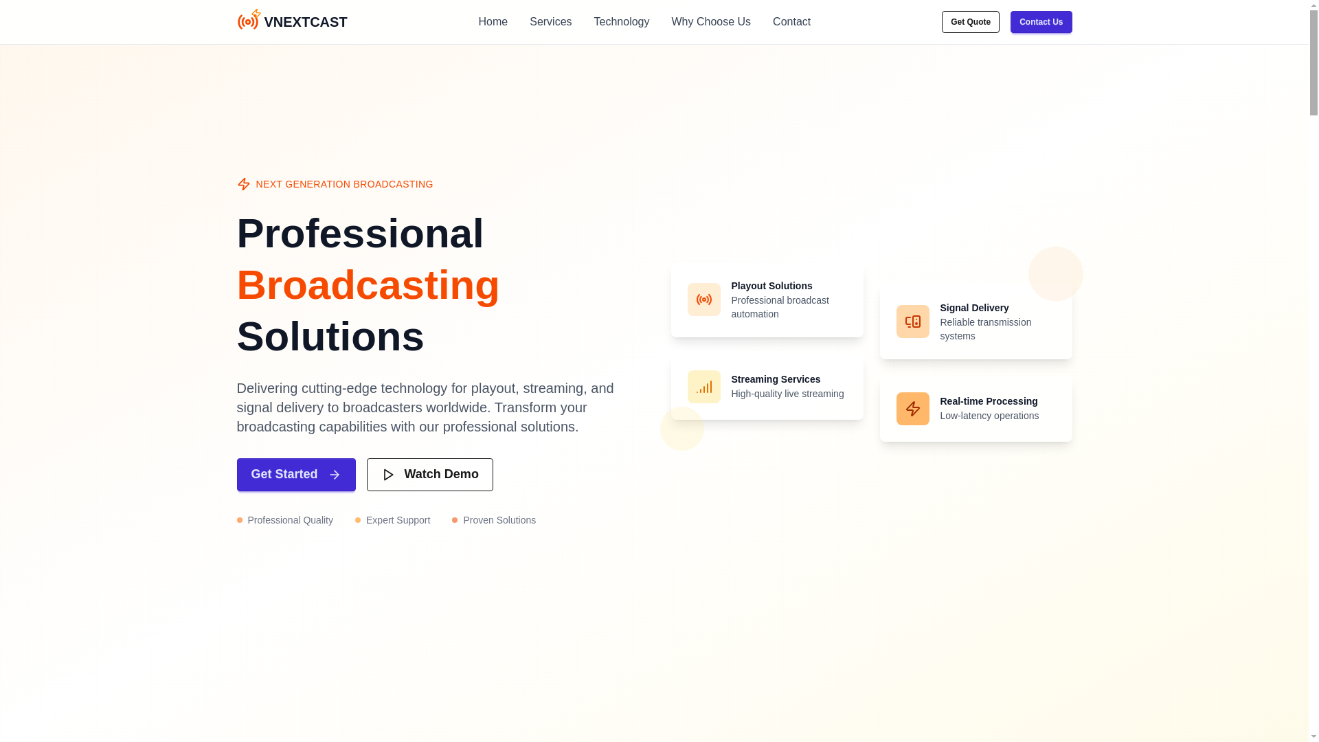 website screenshot of https://vnextcast-website-new.pages.dev/