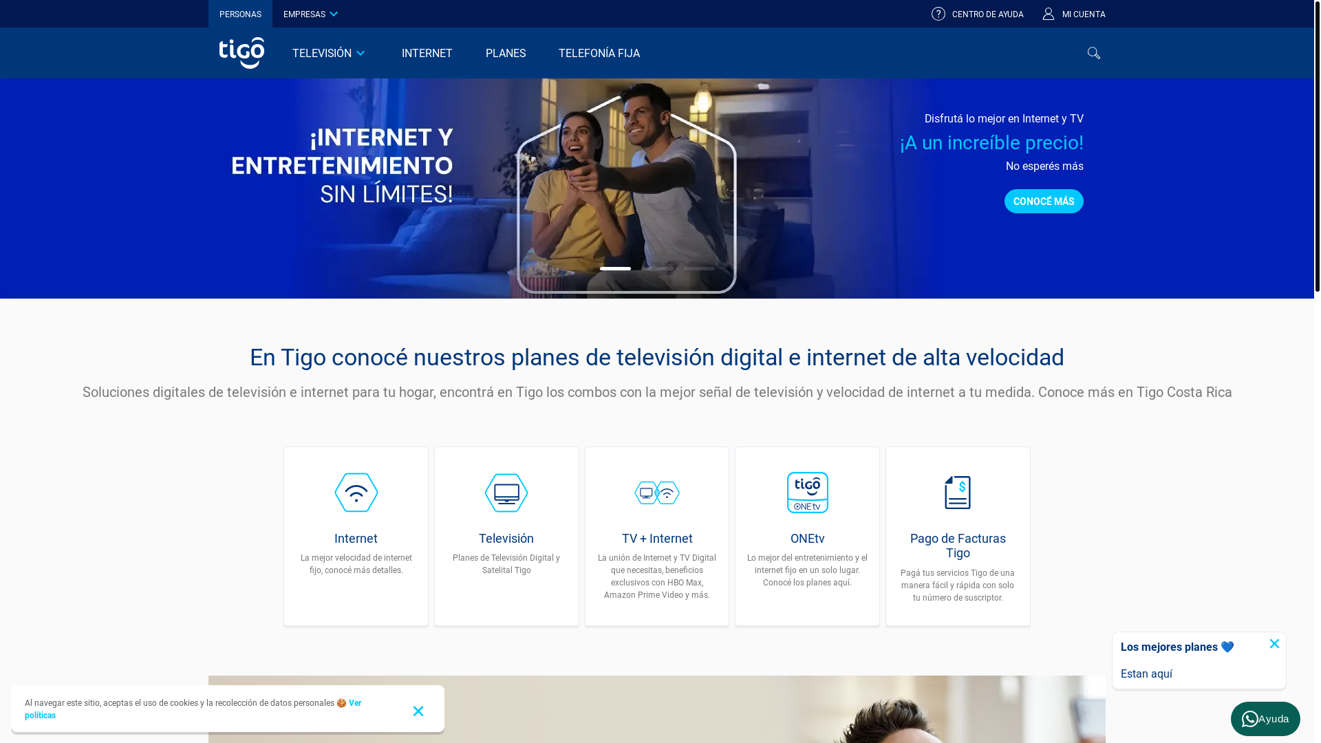 website screenshot of https://www.tigo.cr/