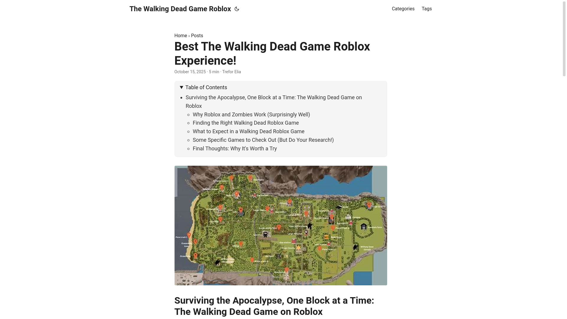 website screenshot of https://the-walking-dead-game-roblox.pages.dev/