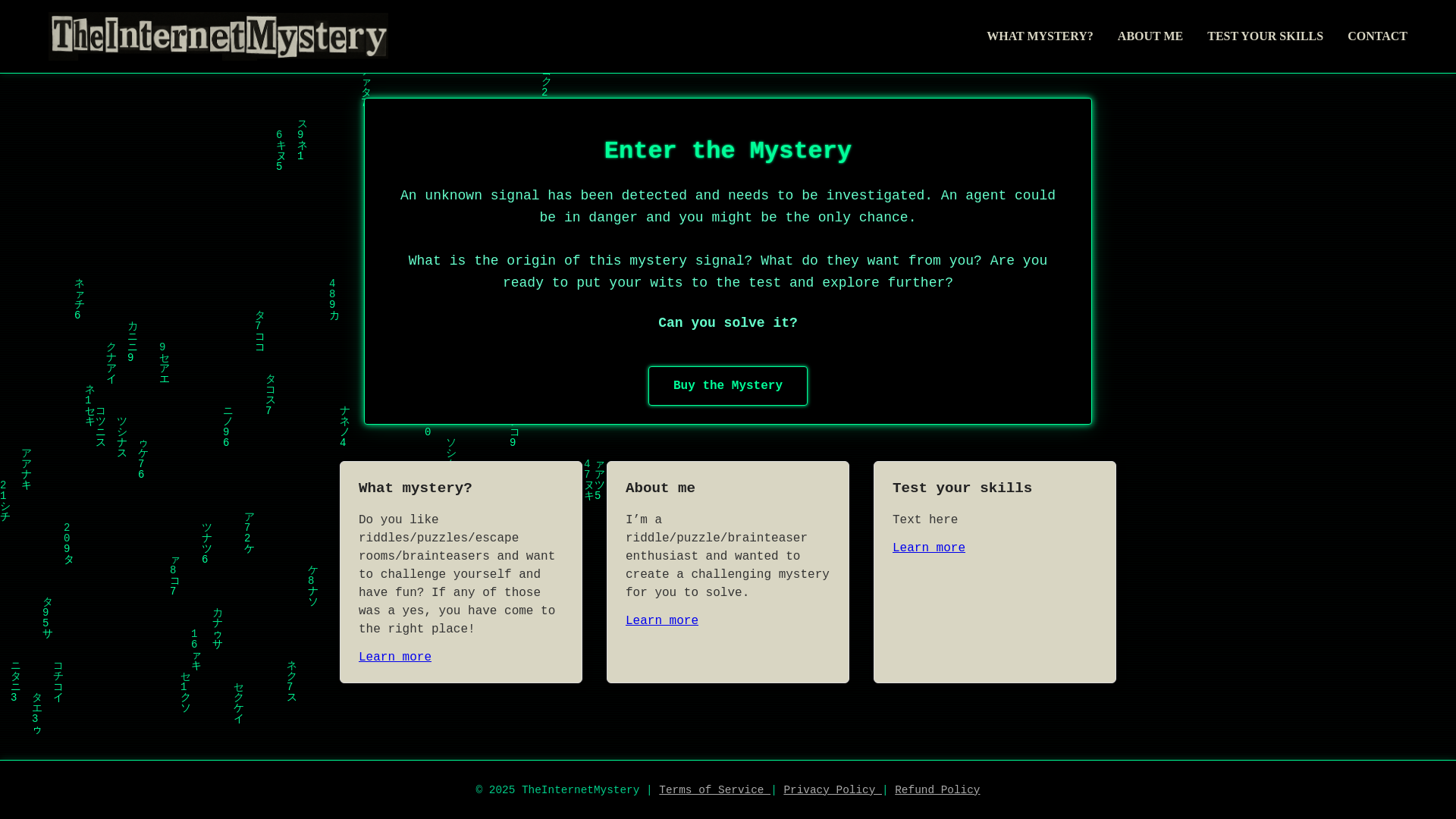 website screenshot of https://theinternetmystery.com/
