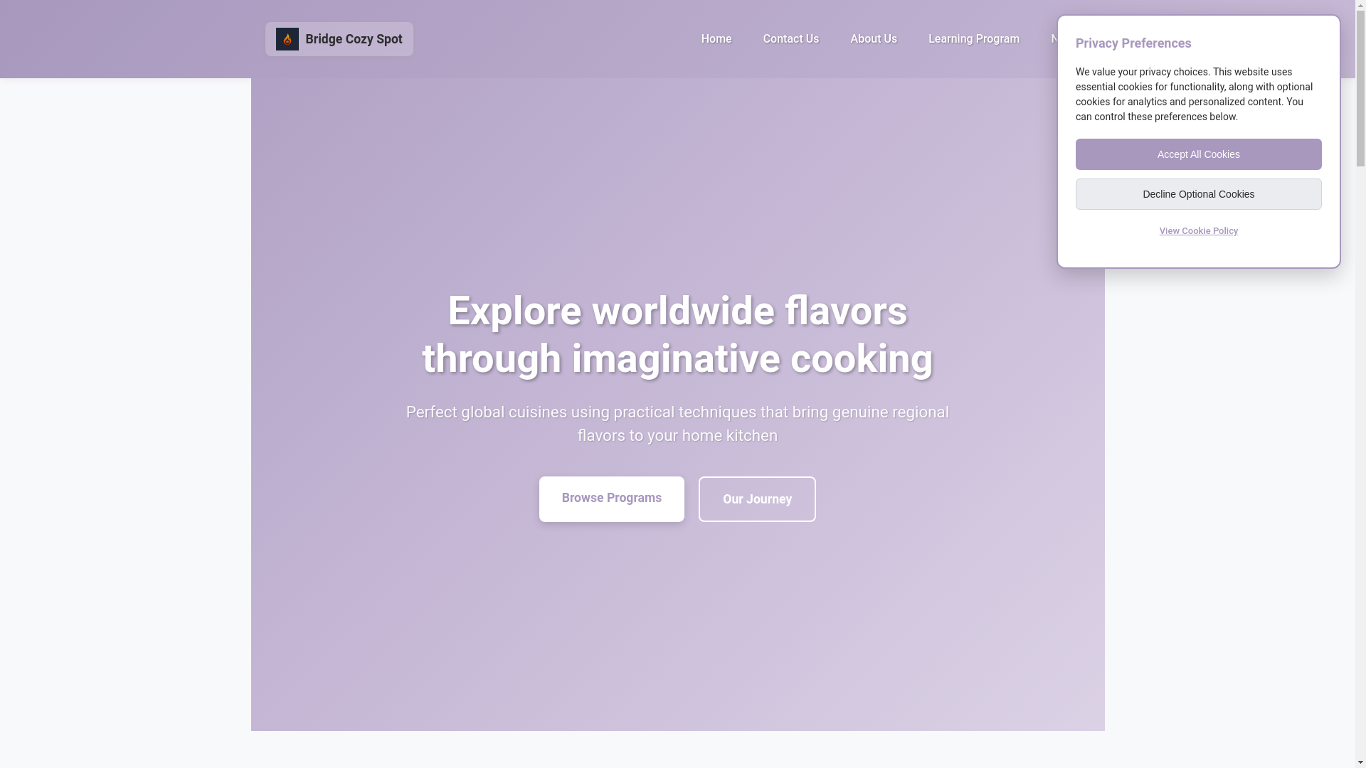 website screenshot of https://bridgecozyspot.online/