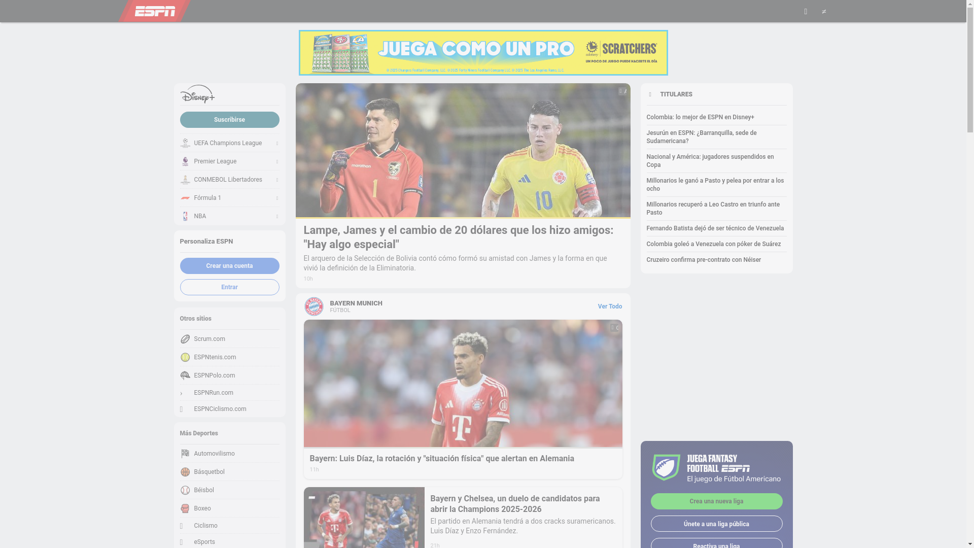 website screenshot of https://espn.com.ve/
