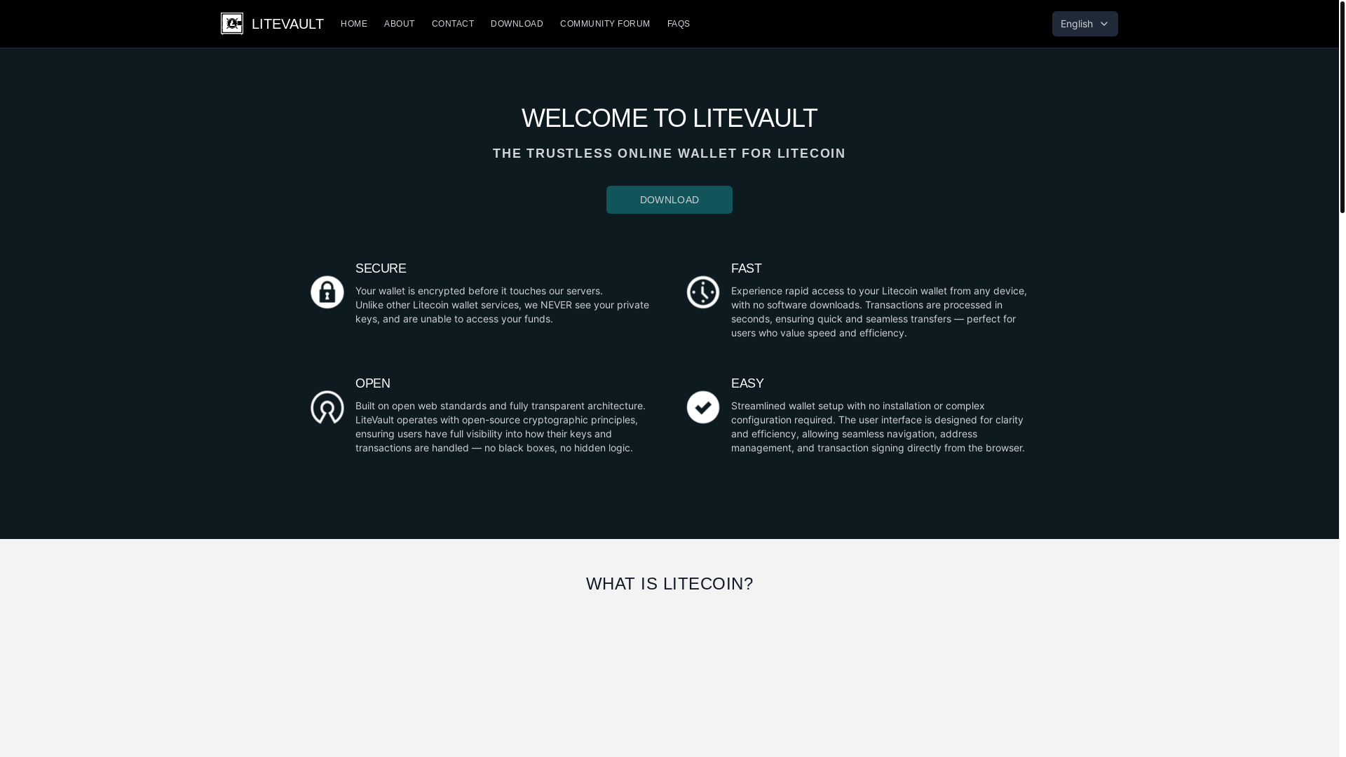 website screenshot of https://litevault.org/