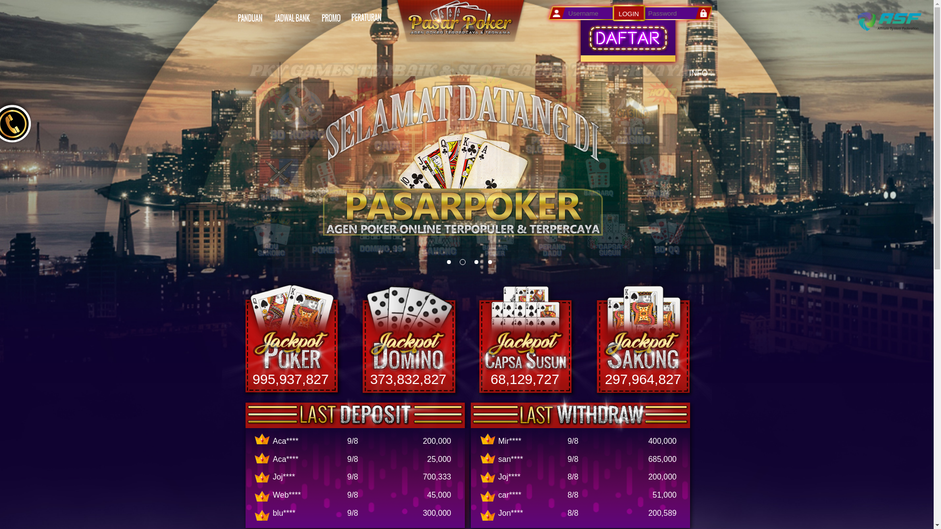 website screenshot of https://pasarpoker1.sbs/