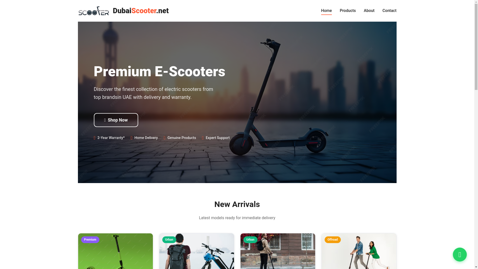website screenshot of https://dubaiscooter.net/