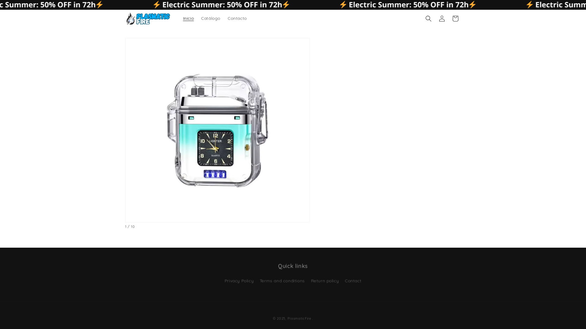 website screenshot of https://plasmaticfire.store/