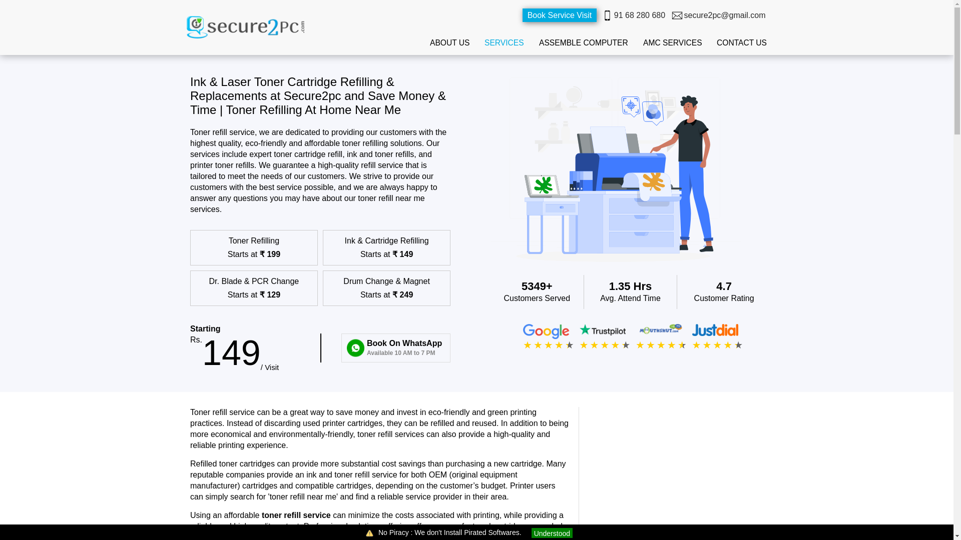 website screenshot of https://www.secure2pc.com/printer-repair-services/cartridge-toner-refilling-cost.html