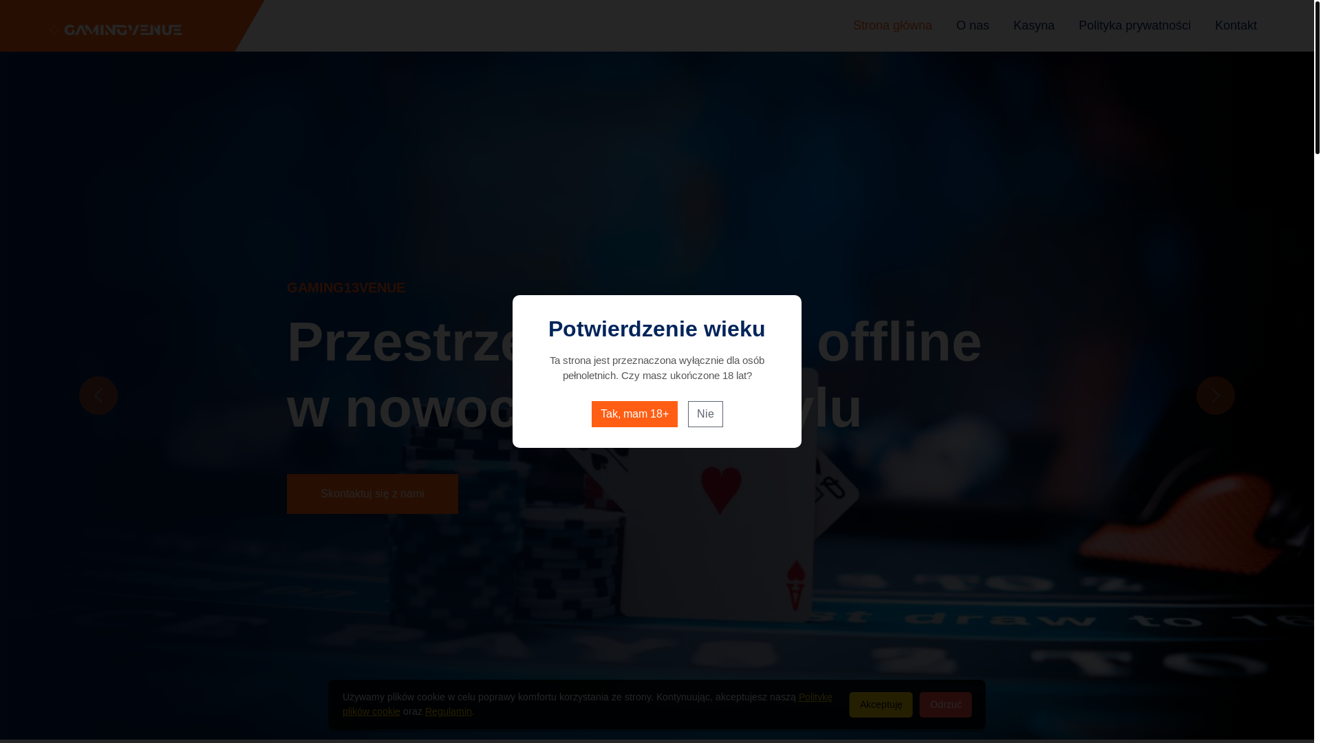 website screenshot of https://gaming13venue.com/