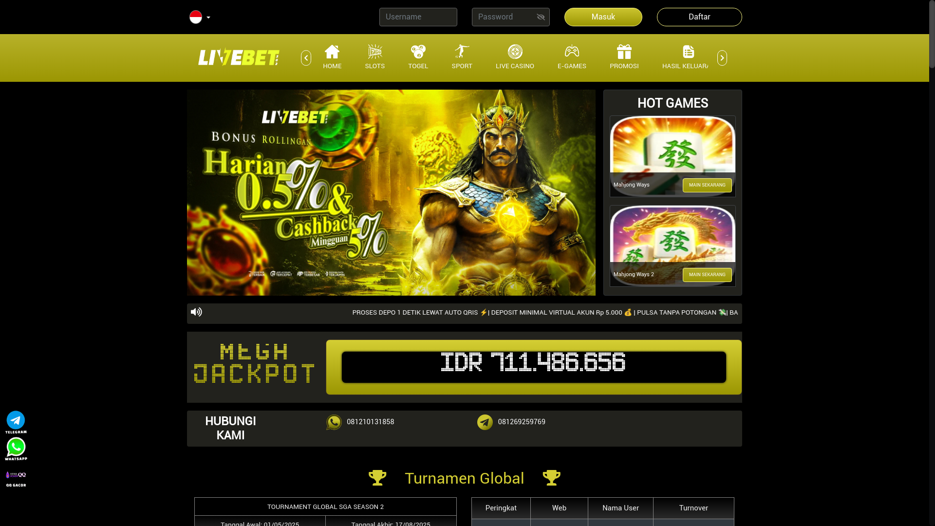 website screenshot of https://livengebet.click/