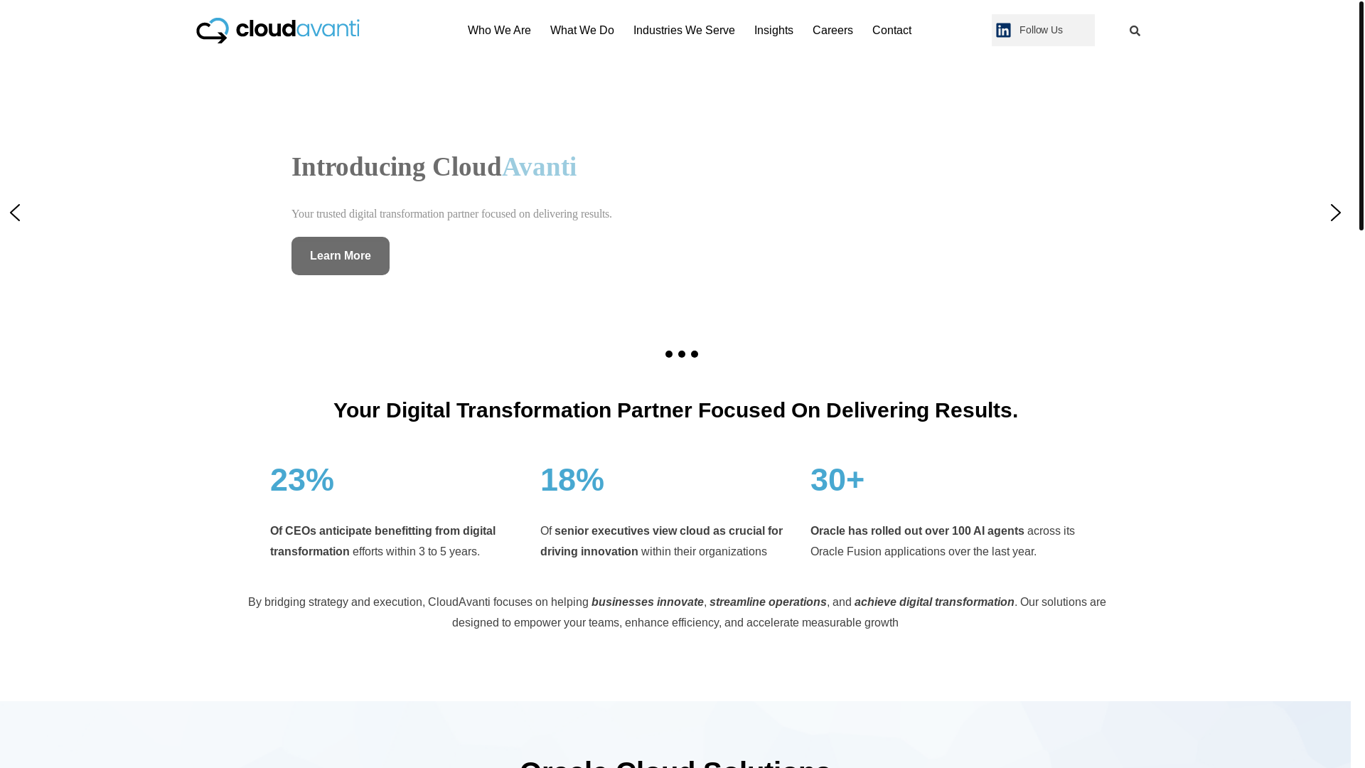 website screenshot of https://cloudavanti.ca/