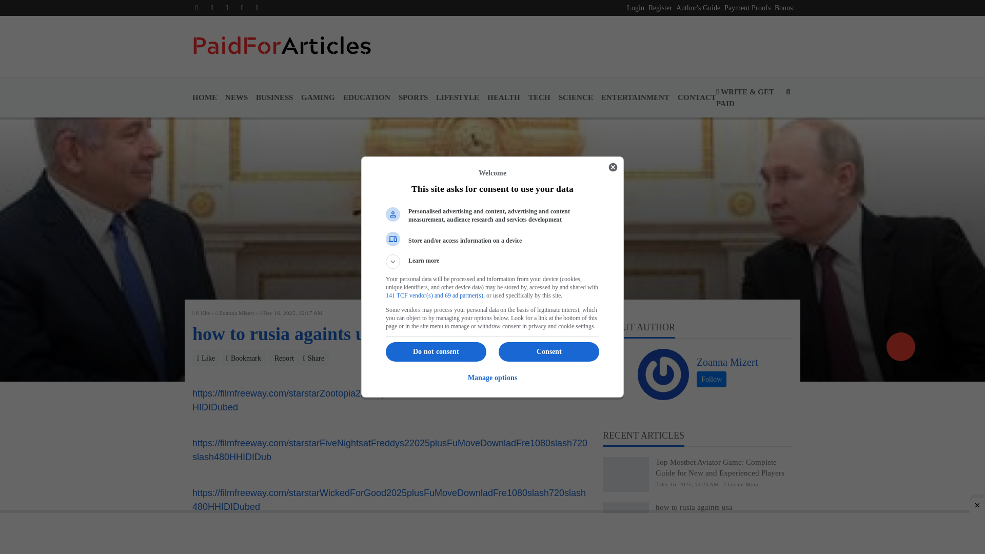 website screenshot of https://paidforarticles.in/how-to-rusia-againts-usa-919602