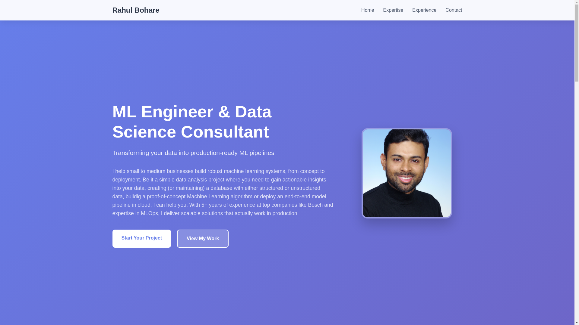 website screenshot of https://rahulbohare.com/