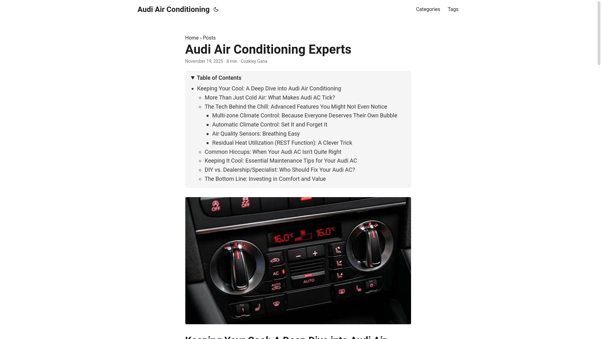 website screenshot of https://audiairconditioning.pages.dev/