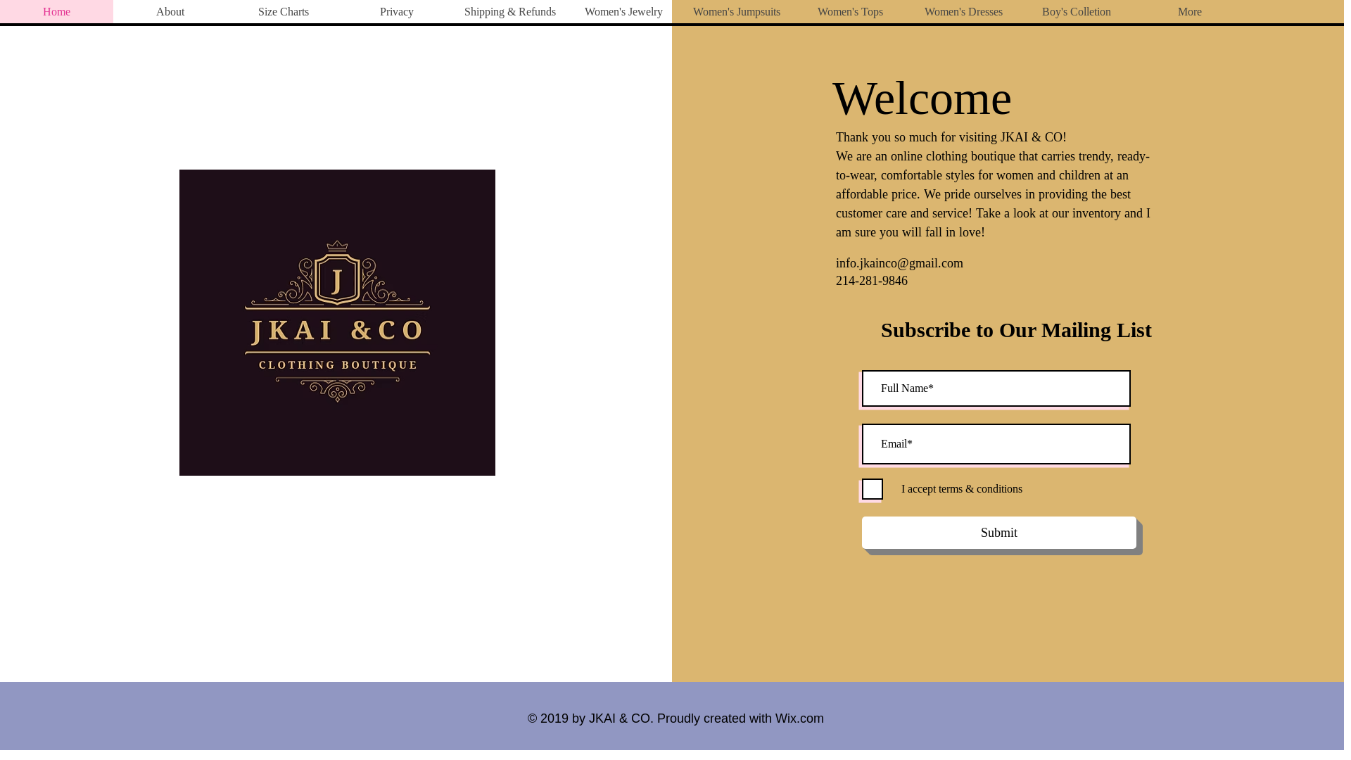 website screenshot of https://jkainco.shop/