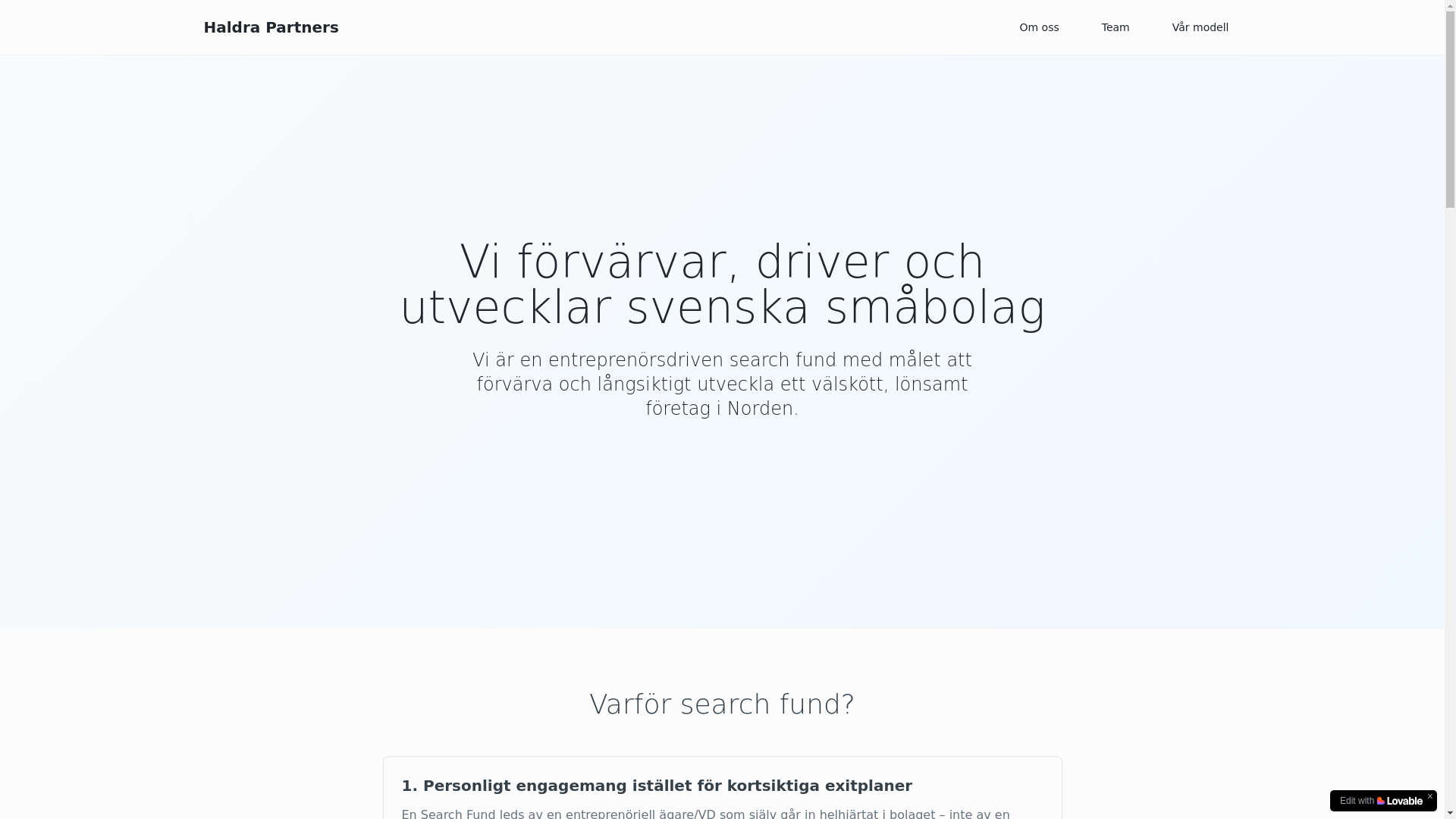 website screenshot of https://haldrapartners.com/