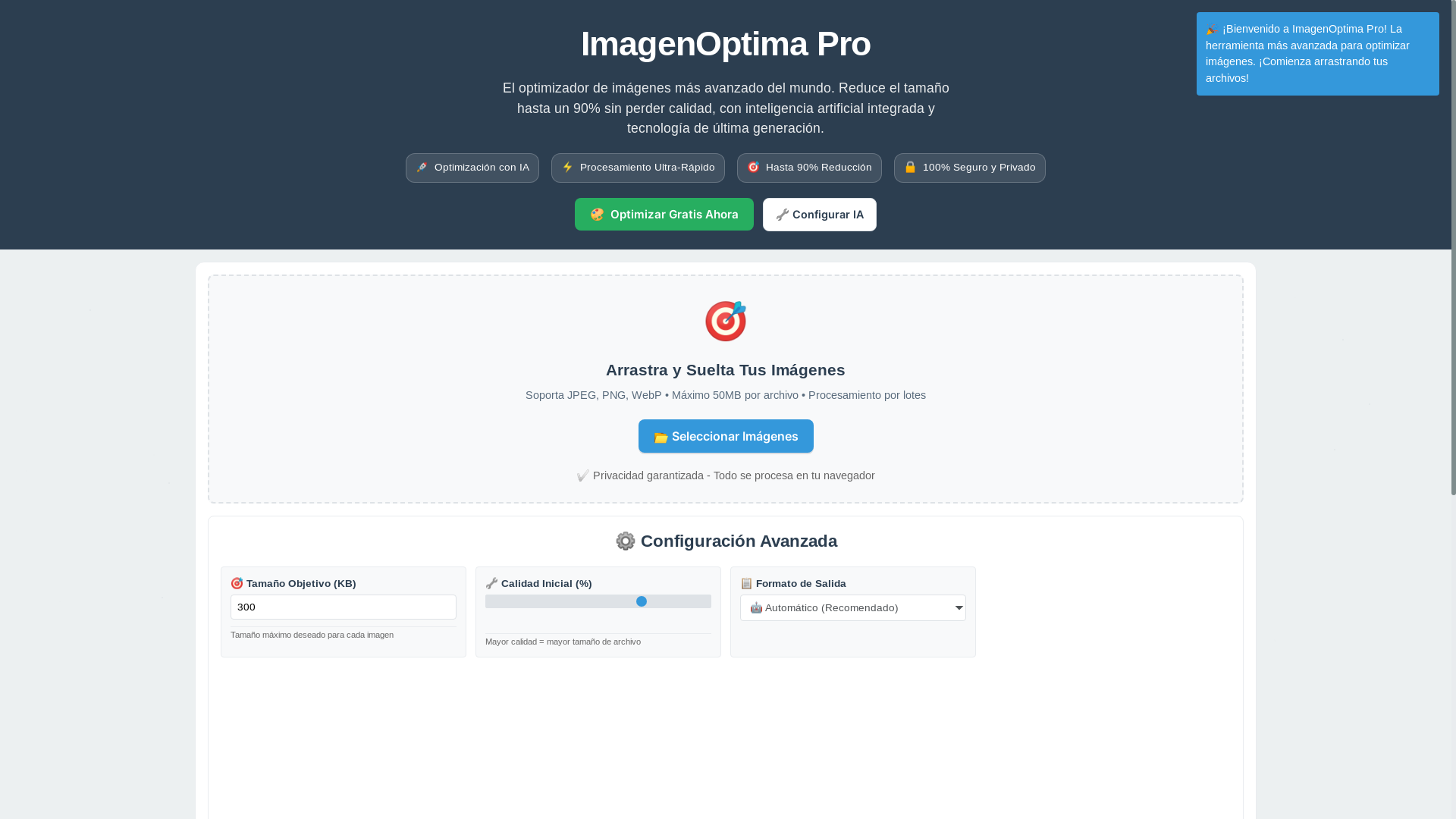 website screenshot of https://imagenoptima.es/