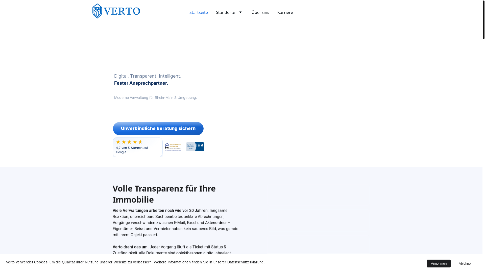 website screenshot of https://verto-hv.com/