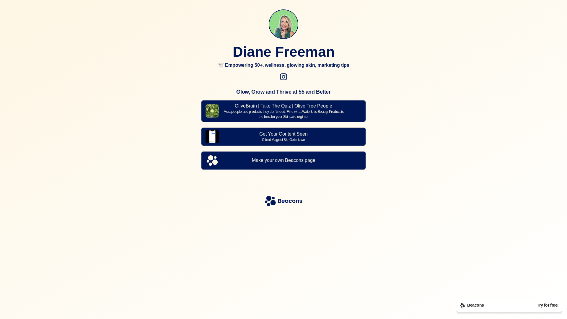 website screenshot of https://dianefreeman.me/