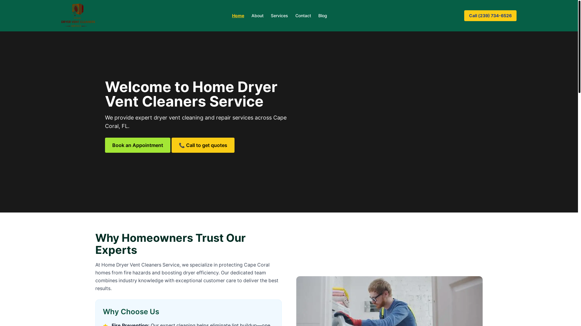website screenshot of https://homedryerventcleanersservice.site/