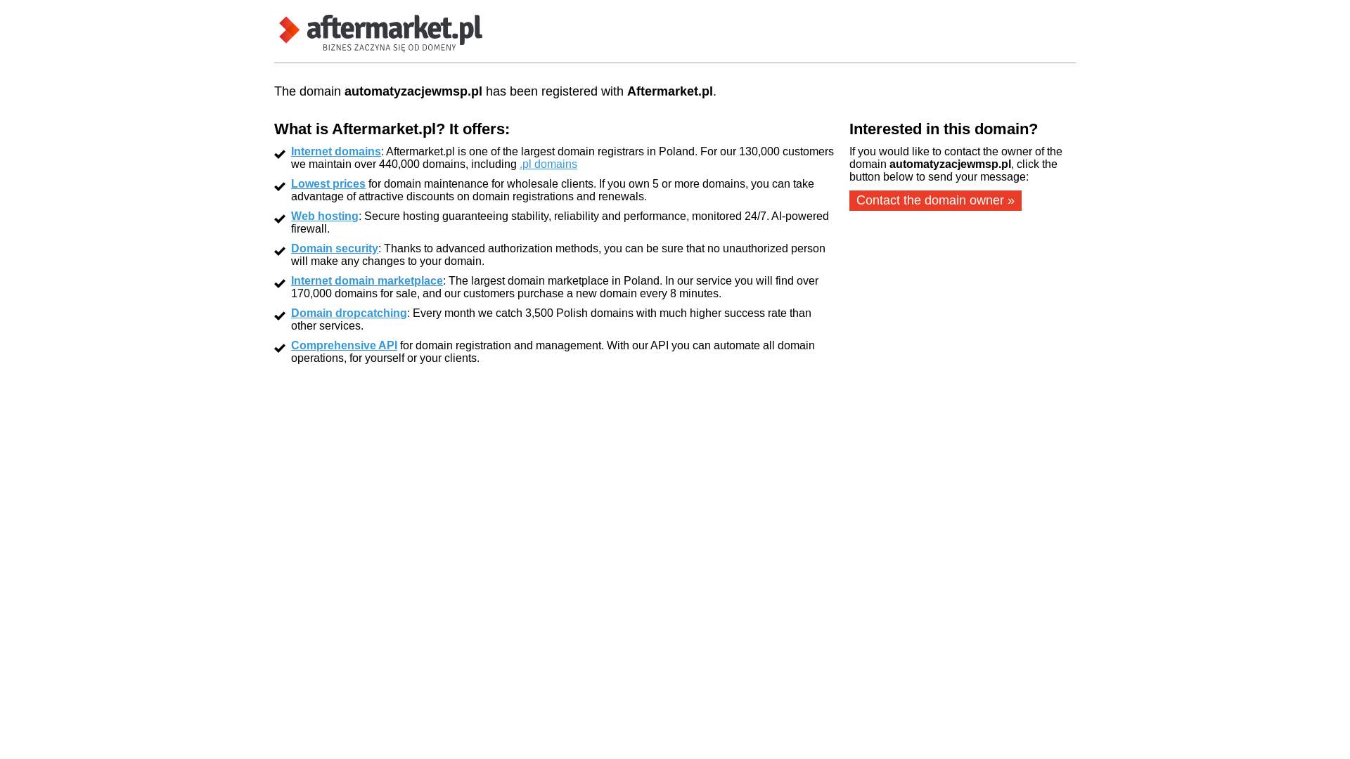 website screenshot of https://automatyzacjewmsp.pl/