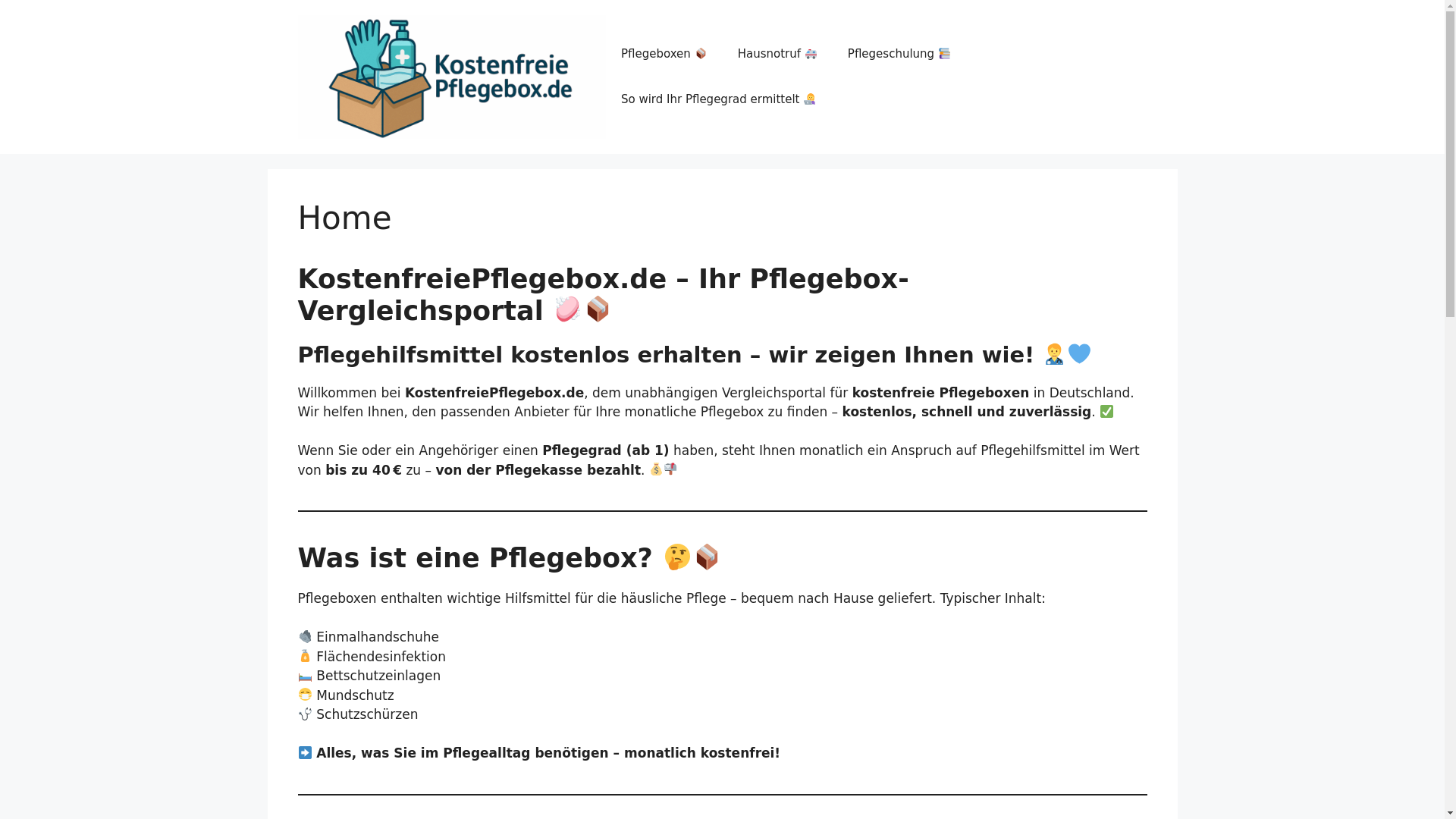 website screenshot of https://kostenfreiepflegebox.de/