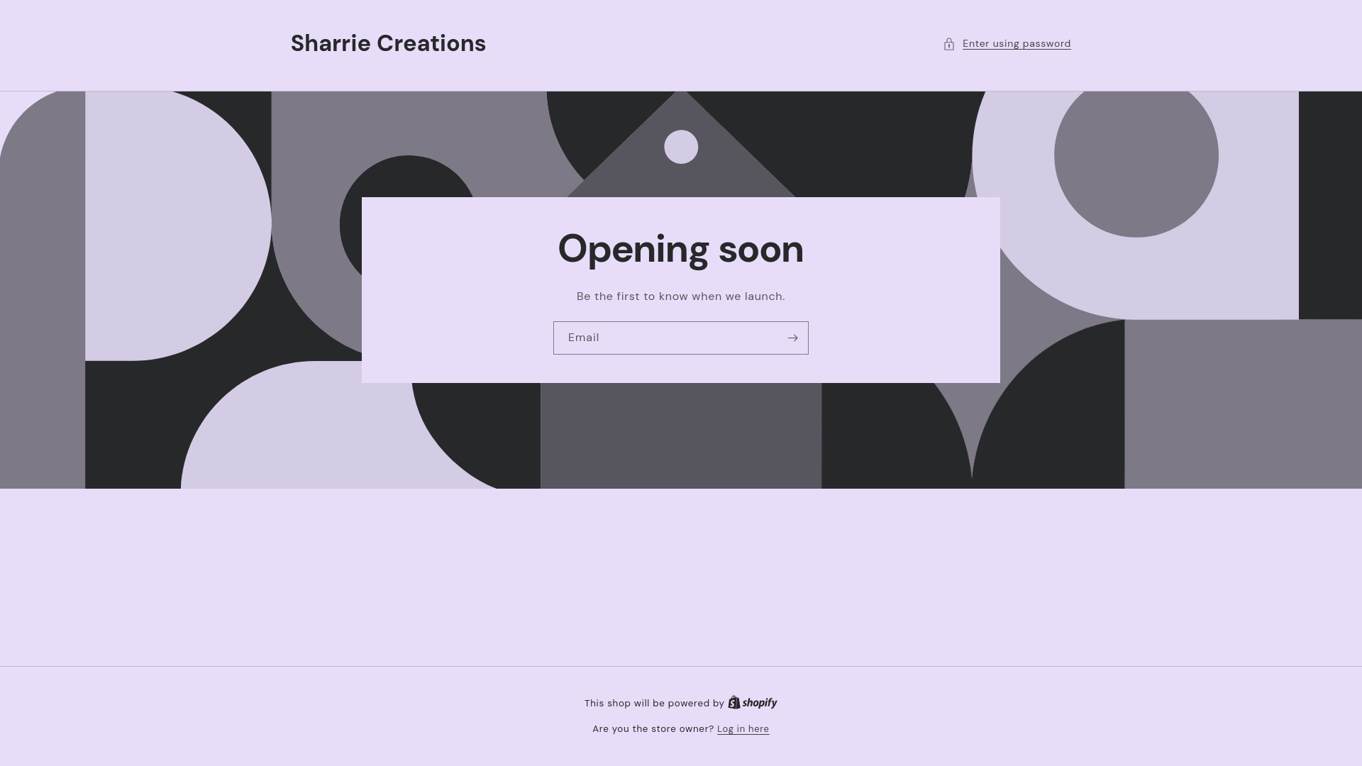 website screenshot of https://sharriecreations.com/