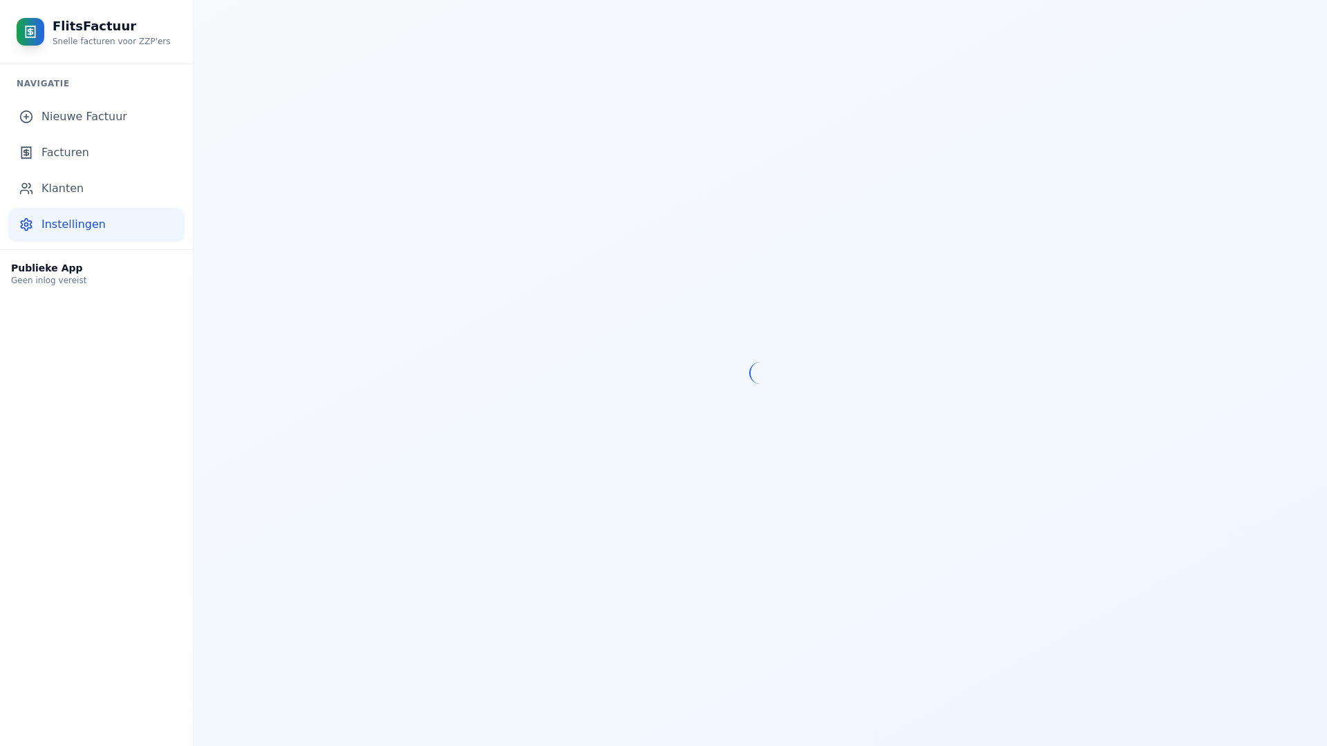 website screenshot of https://flits-factuur.nl/