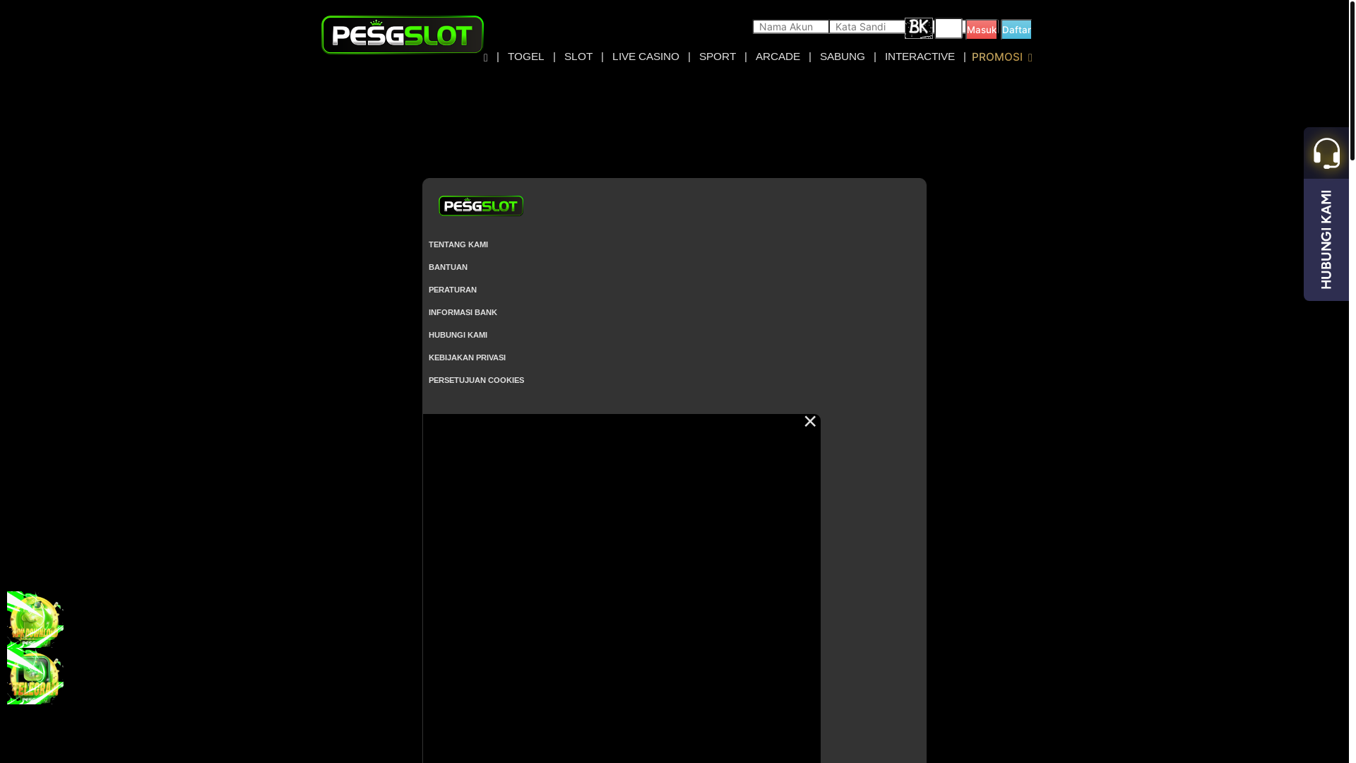 website screenshot of https://pesgslotgame101.lat/