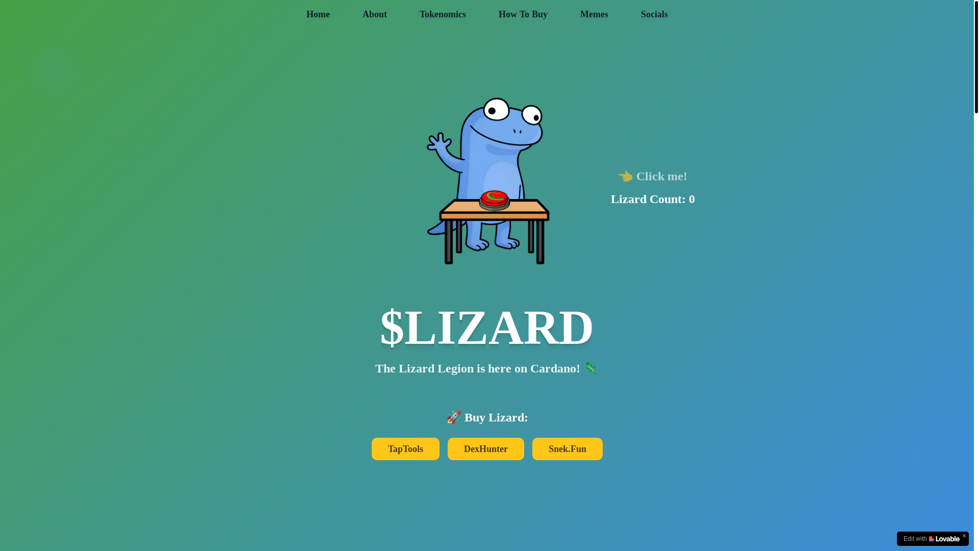 website screenshot of https://lizardcardano.com/