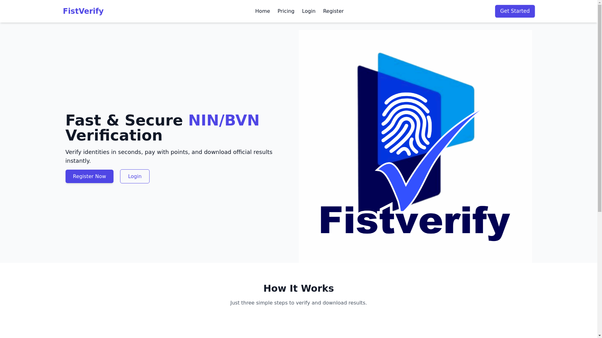 website screenshot of https://fistverify.com.ng/