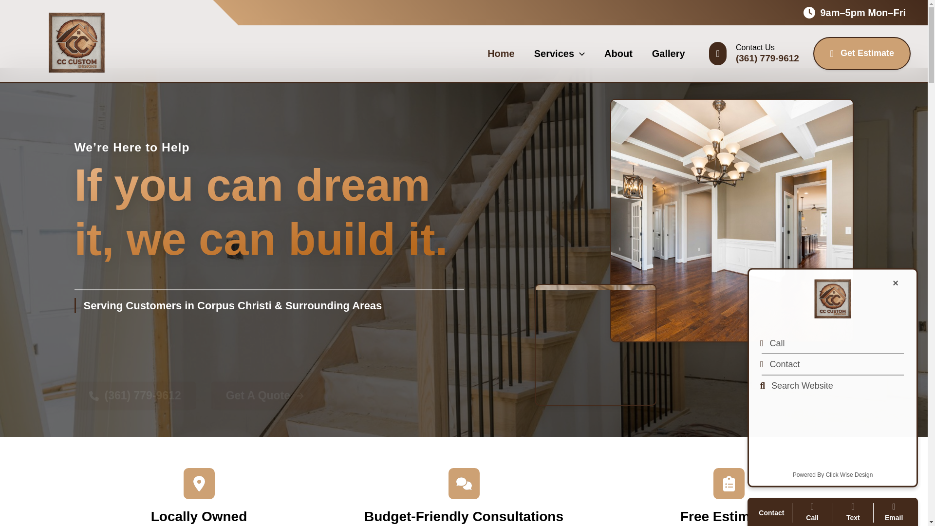 website screenshot of https://cccustomdesignstx.com/