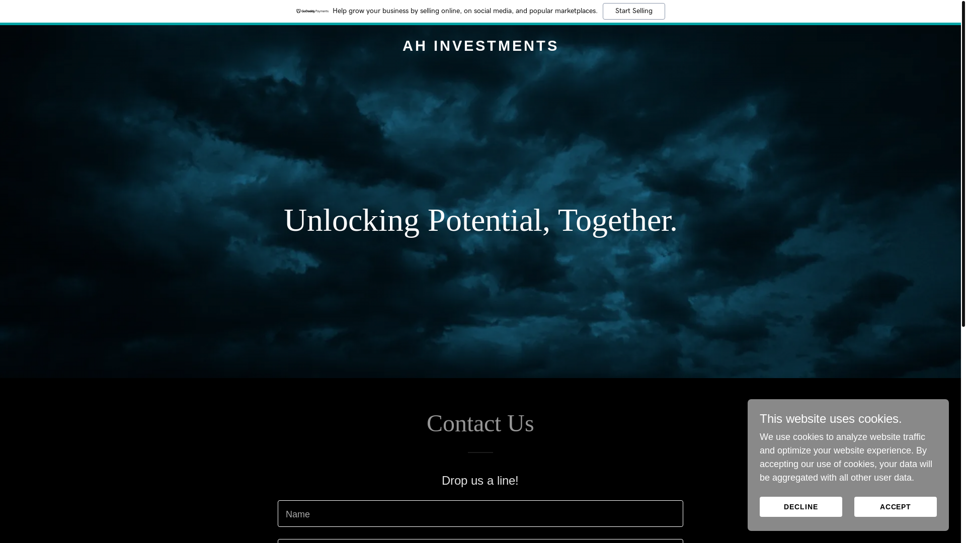 website screenshot of https://ah-investments.com/