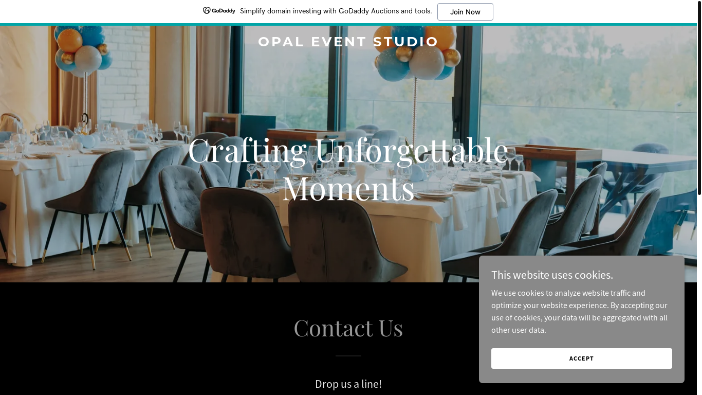 website screenshot of https://opal-event-studio.com/