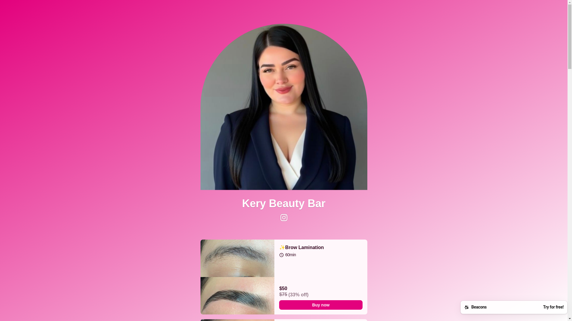 website screenshot of https://kerybeautybar.com/