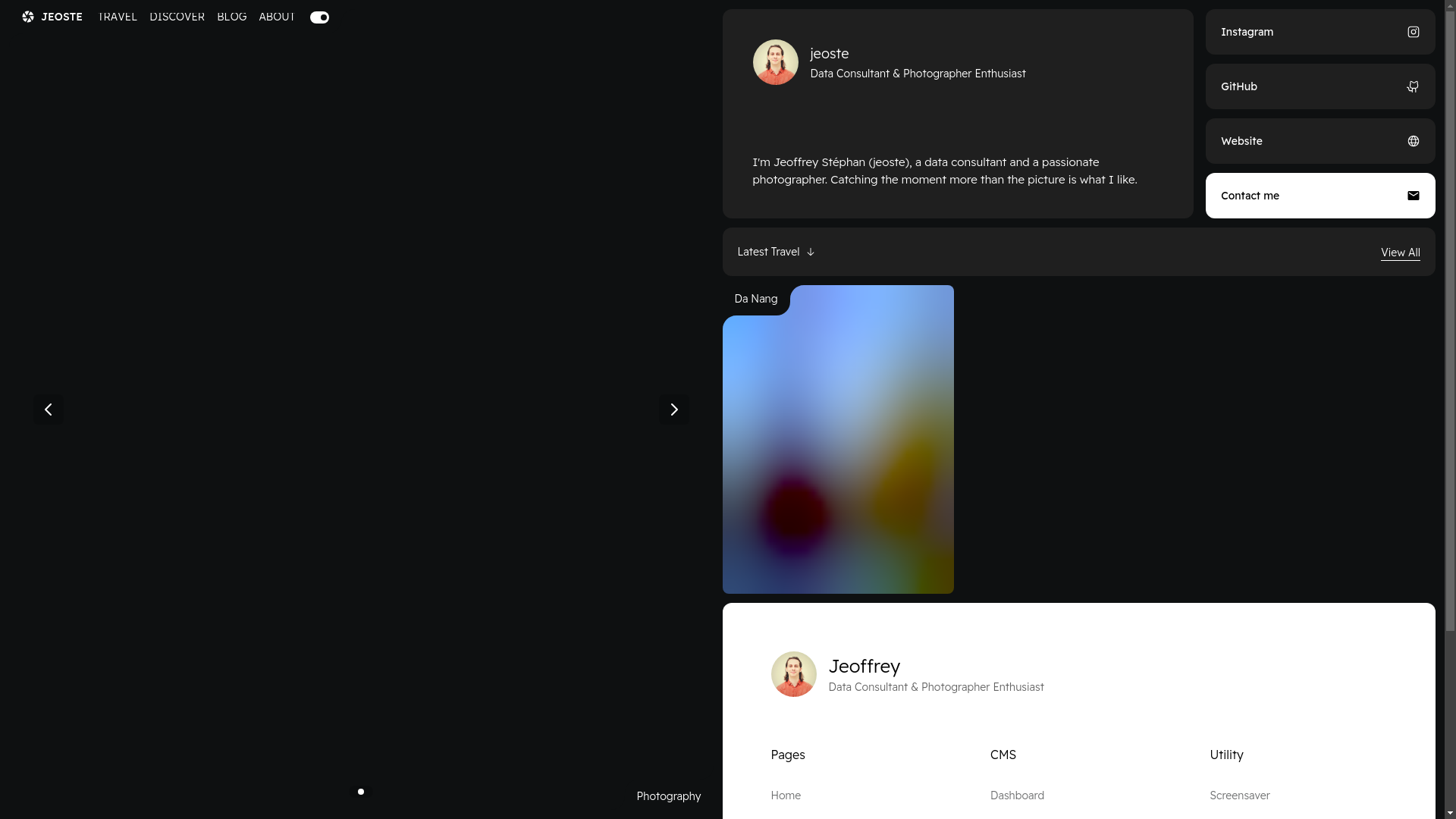 website screenshot of https://jeoste-gallery.space/
