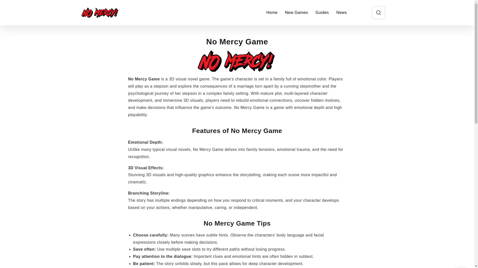 website screenshot of https://nomercygame.com/