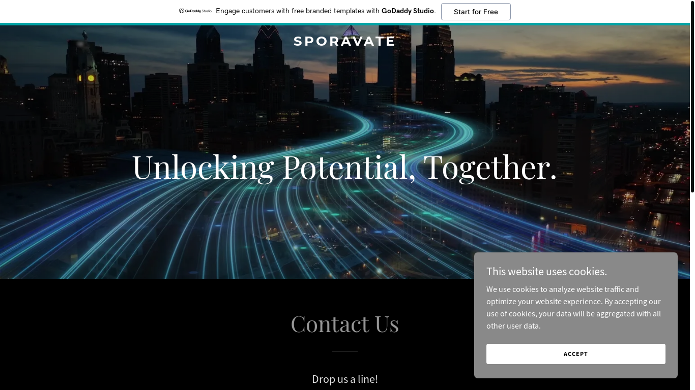 website screenshot of https://sporavate.com/