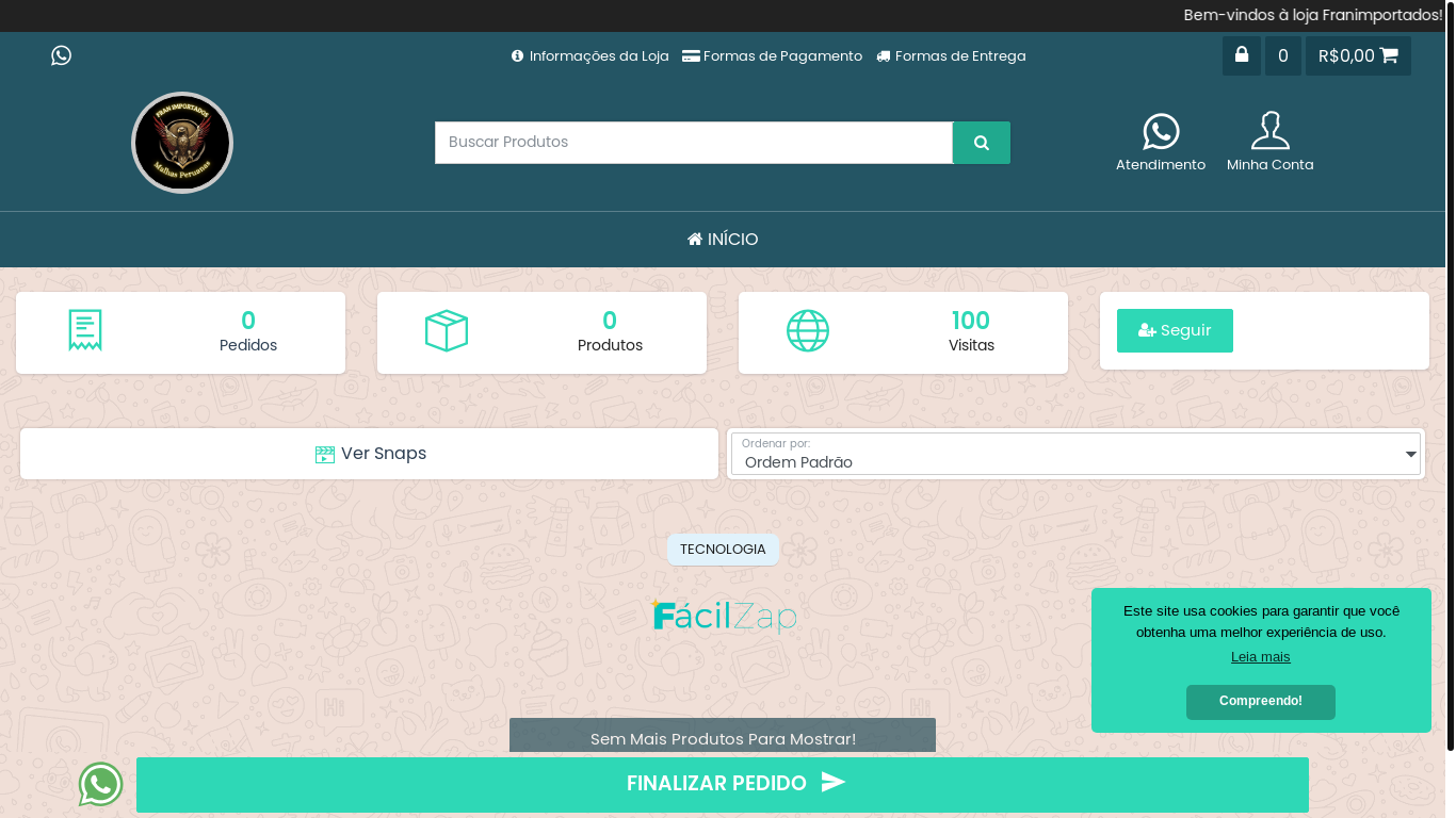 website screenshot of https://importadosfran.com.br/