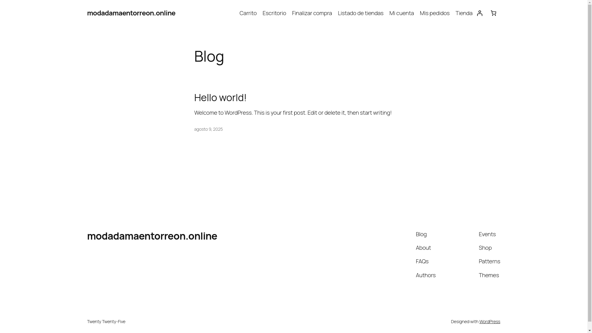 website screenshot of https://modadamaentorreon.online/