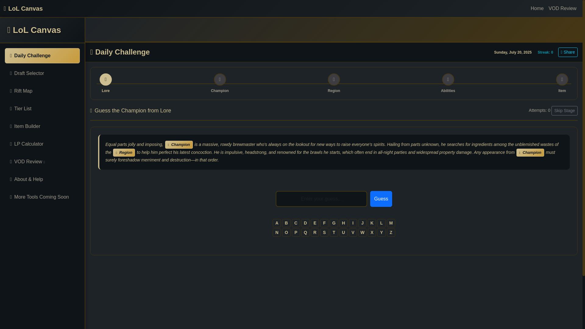 website screenshot of https://lolcanvas.app/