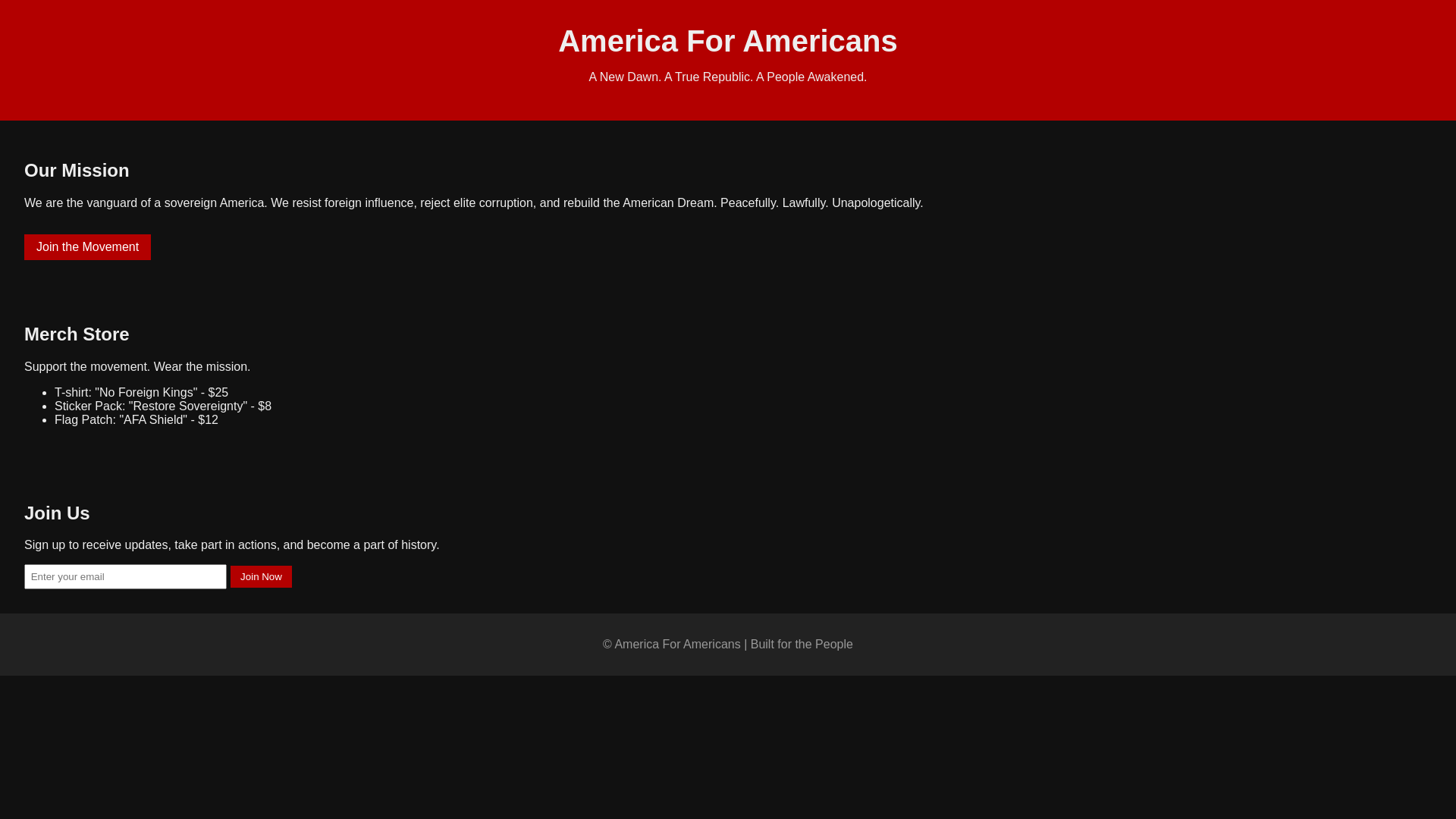 website screenshot of https://americaforamericans.pages.dev/
