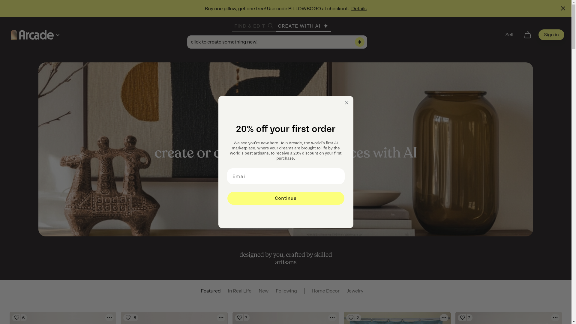 website screenshot of https://shoparcadehome.com/